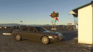 Roy’s Motel and Café at Amboy on Route 66, recreated in the MSFS 2024 Amboy Airfield scenery 