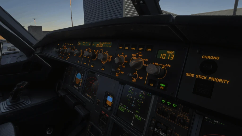 Microsoft Flight Simulator & DLSS 5 showing cockpit controls of plane