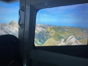 Cessna 172 simulator with three 4K displays running X-Plane