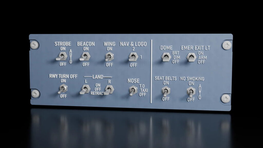 Front panel of FlightControls panel