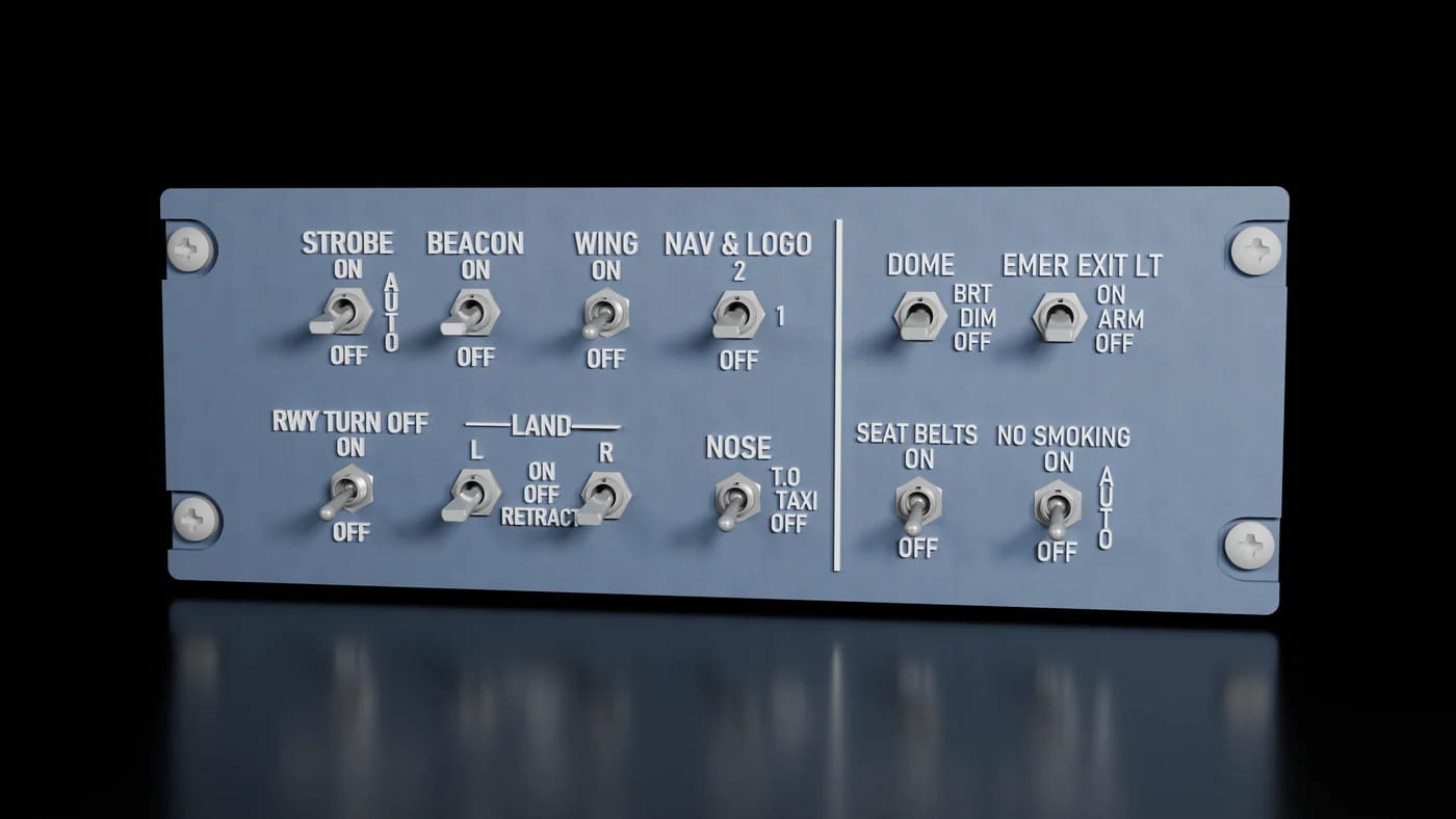 Front panel of FlightControls panel